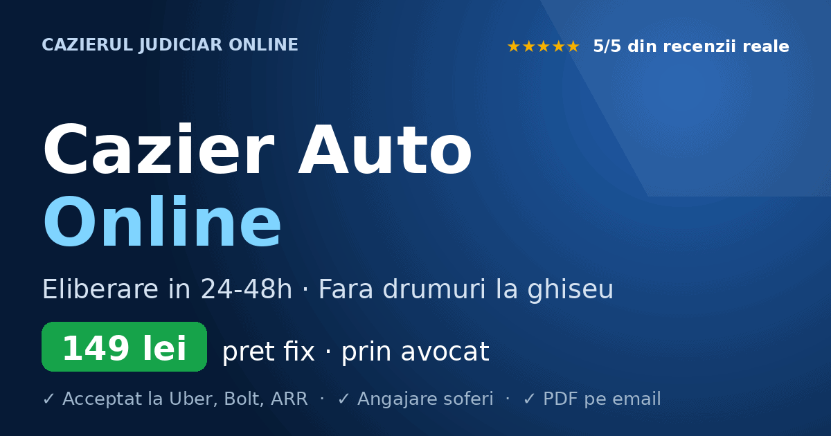 Cazier Auto Online – 149 lei · 24-48h · DRPCIV · 4.9★