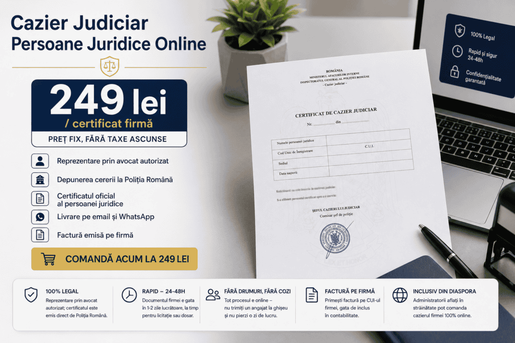 Cazier judiciar pentru persoane juridice și firme, online