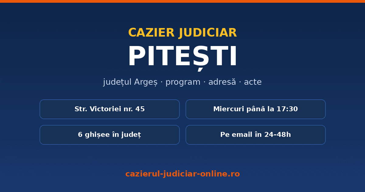 Cazier Judiciar Pitești – Program, Adresă, Acte | 24-48h