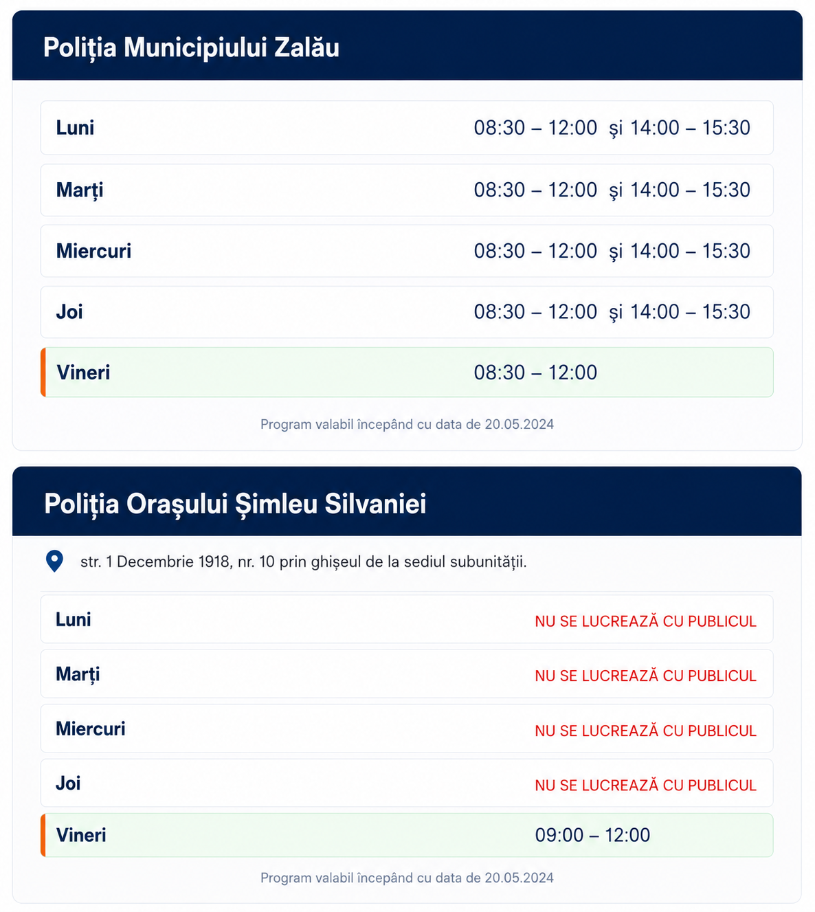 Program cazier judiciar Zalău &mdash; ghișeul IPJ Sălaj
