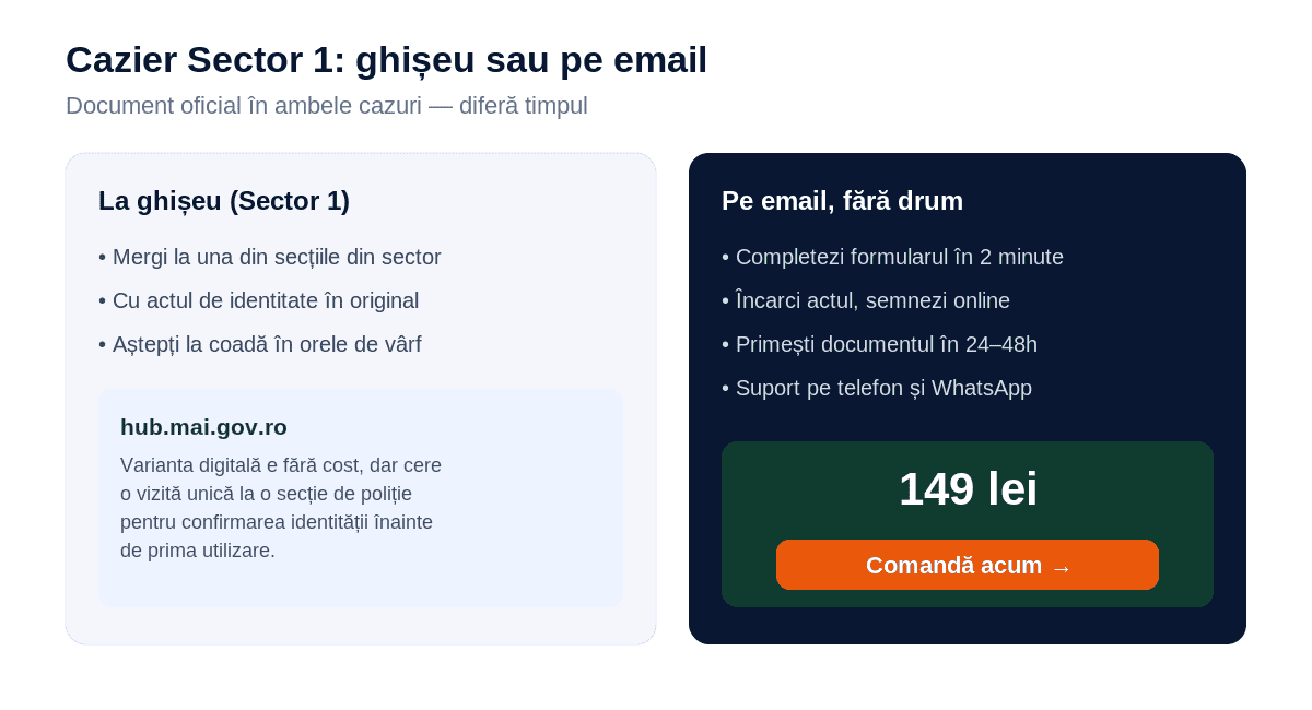 Cazier judiciar Satu Mare &mdash; la ghișeu sau pe email