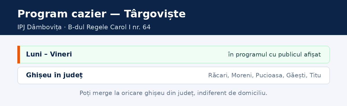 Program cazier judiciar T&acirc;rgoviște &mdash; ghișeul IPJ D&acirc;mbovița